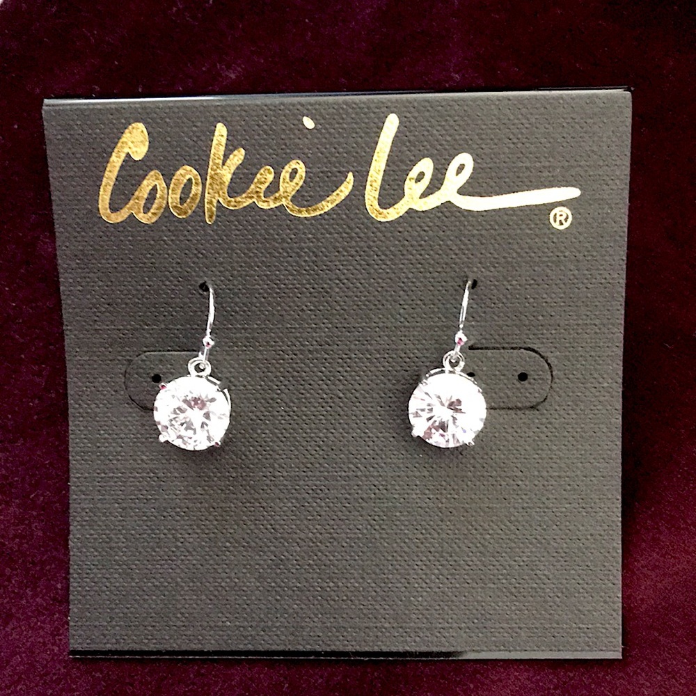 Cookie Lee SilverTone Round Crystal Earings